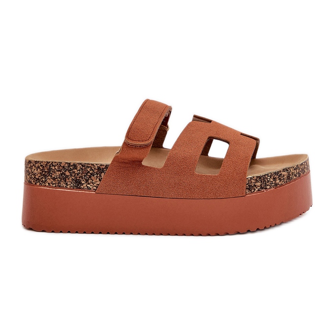 Papuče na masivnoj platformi deva smeđa