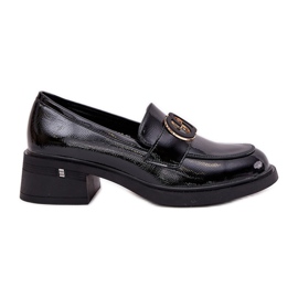 Oslikana kože visoko -kruha s natikačima Vinceza 18102 crno crna