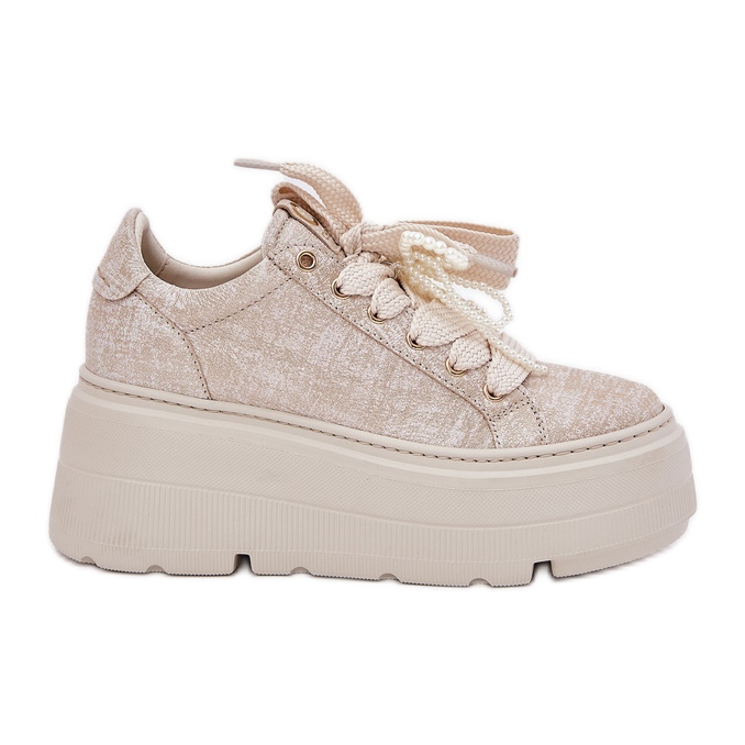 Kožne tenisice na platformi Chebello 4658 Zloty zlatna