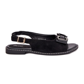 Jezzi Ravne sandale s ukrasom Eco Suede Crna