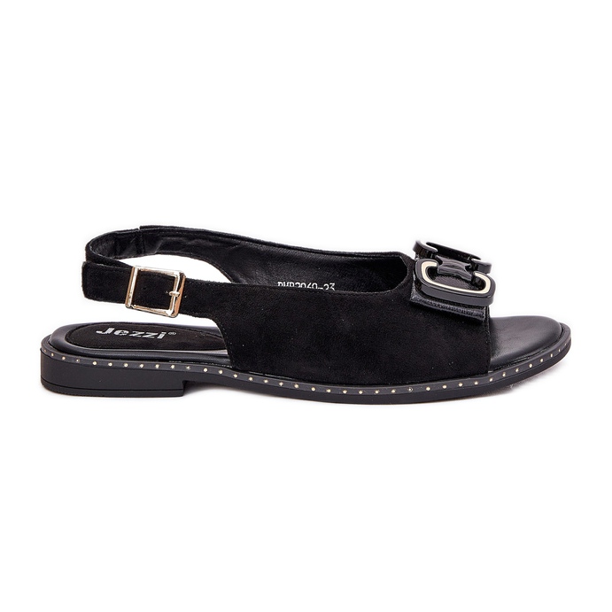 Jezzi Ravne sandale s ukrasom Eco Suede Crna crno