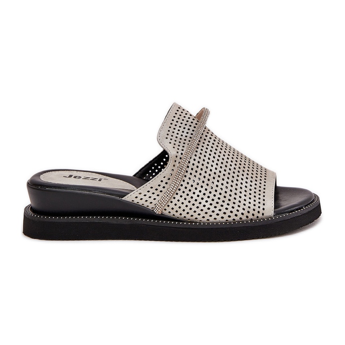 Jezzi Ženski klinovi s ukrasnim srebrnim remenom siva