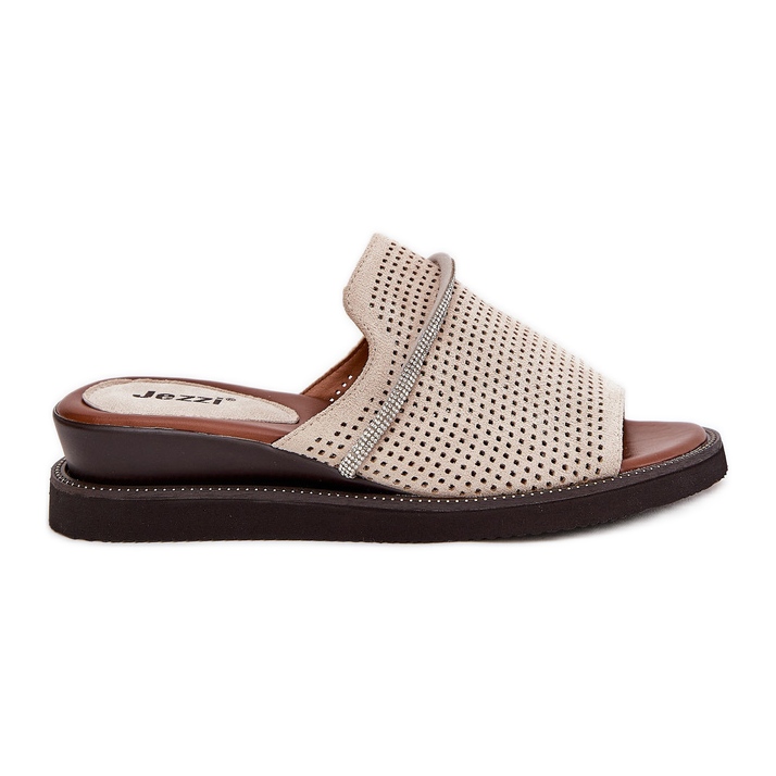 Jezzi Ženski klinovi s ukrasnom bež remenom