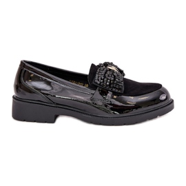 Oslikane ženske mokasine s lukom S.Barski Hy51-319 crna