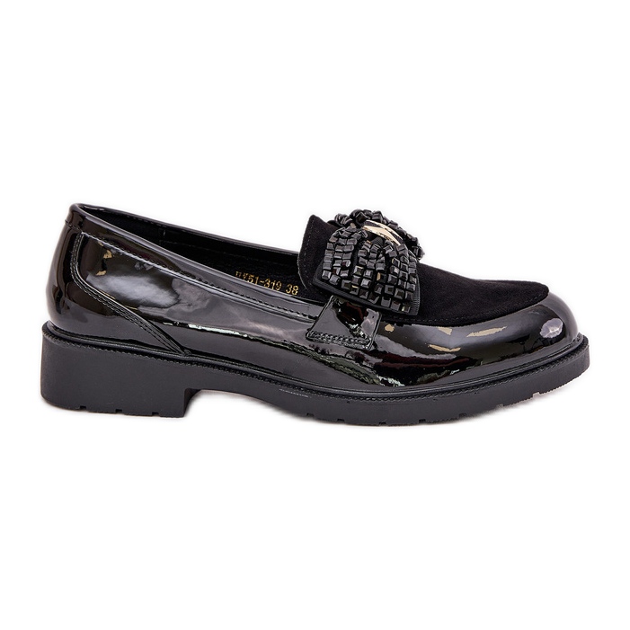 Oslikane ženske mokasine s lukom S.Barski Hy51-319 crno