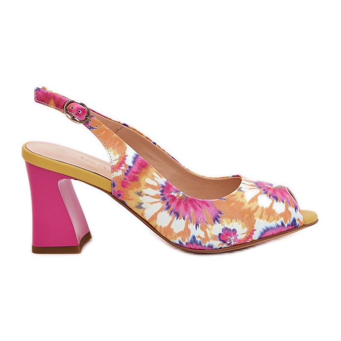 S.Barski Ženske sandale s uzorkom kože na žutom višebojnom postolju CR51-006 žuta boja