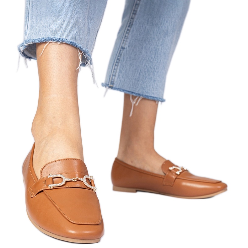 Smeđe elegantne natikače s cirkonima smeđa