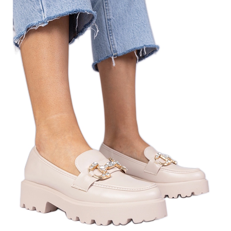 Bež elegantni natikači s cirkonima