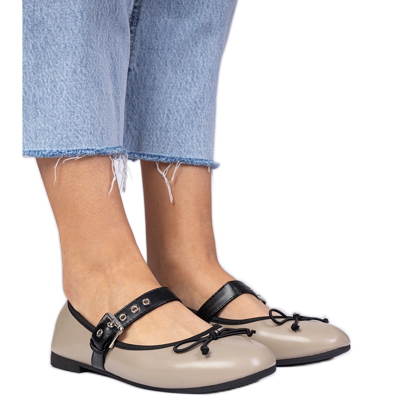 Tamne bež ženske balerine s lukom