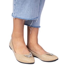 Zlatne ženske svjetlucave balerine s leptirom zlatni