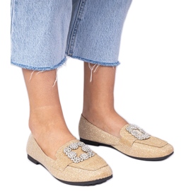 Golden Glitter Loafers s cirkonima zlatni
