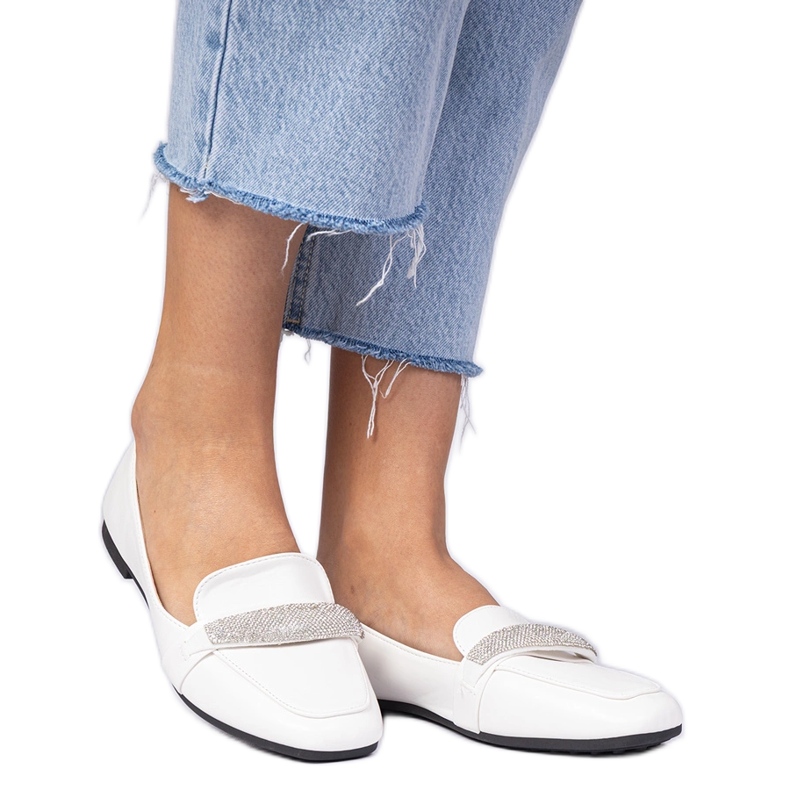 White Women Loafers s cirkonima bijela