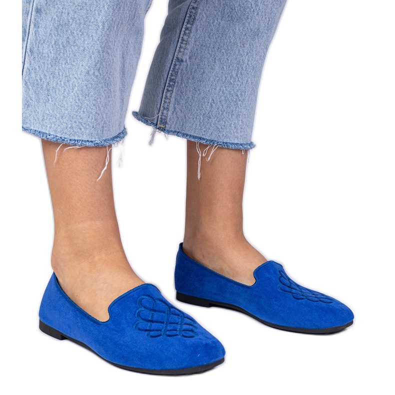 Plavi ženski ekosam i balerine za vezenje plava