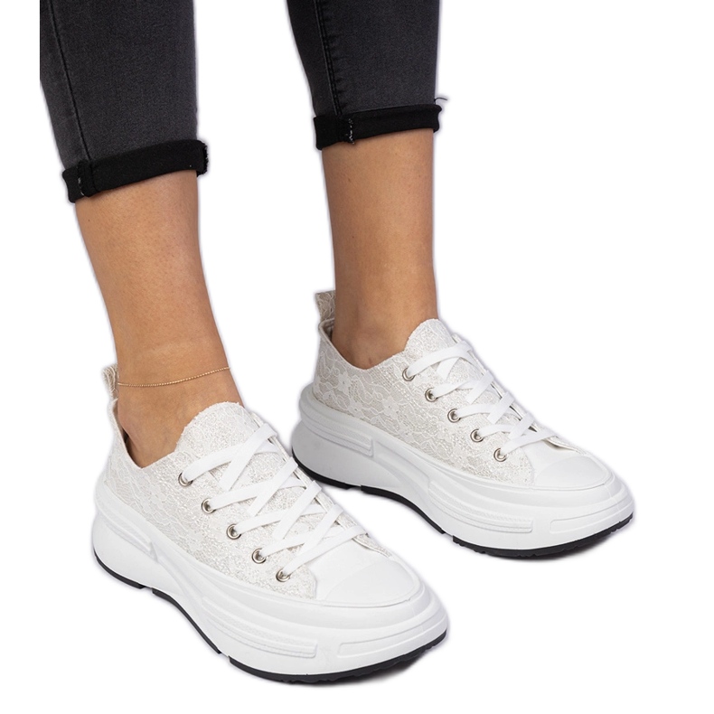 Bijele ženske tenisice čipke bijela