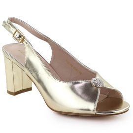 Ženske sandale na post metalnom zlatnom jezzi 6985 zlatni