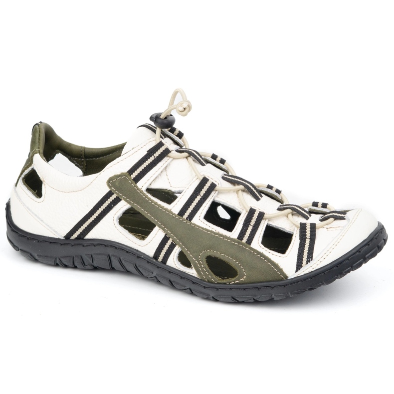 Olivier Muške kožne kožne biciklističke cipele 262kz bijele sa zelenom bijela