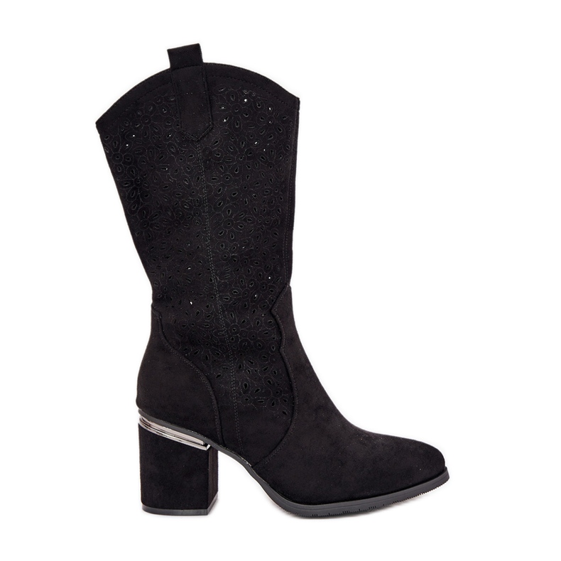 S.Barski Otvorene čizme Polakona kauboja S. Barski HY51-238 Black crno