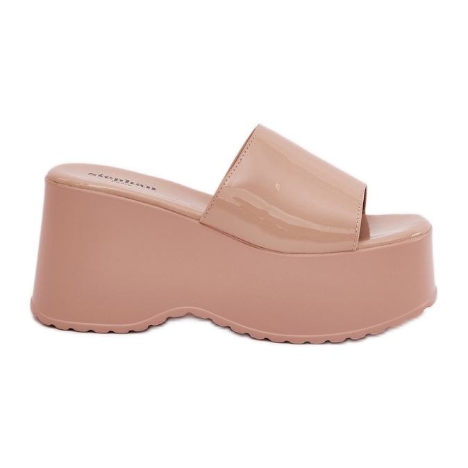 Oslikane ženske papuče na platformi i bež klinovi