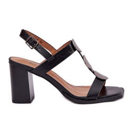 Ženske sandale na poštu s ukrasnom trakom crnom crna