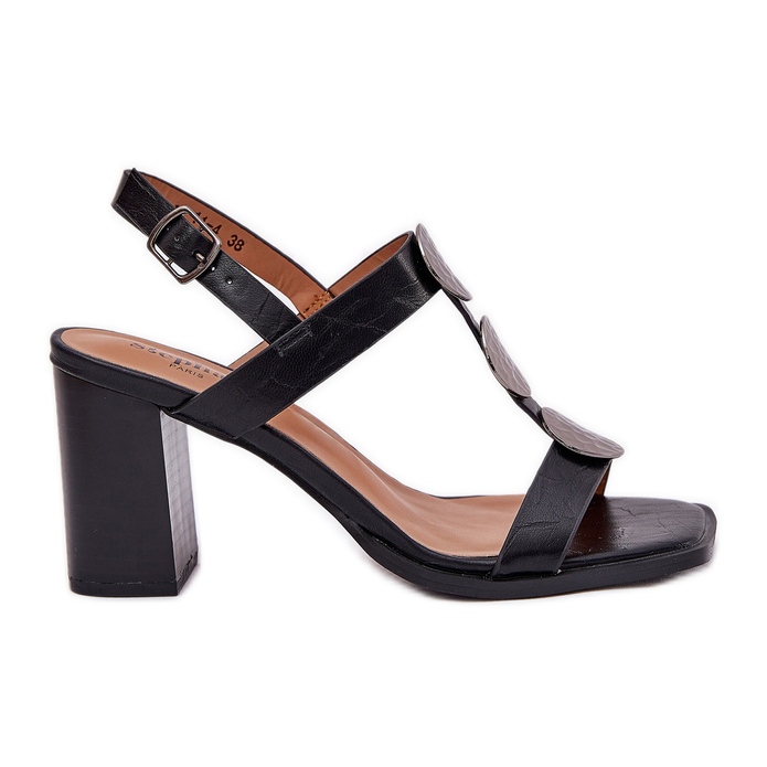 Ženske sandale na poštu s ukrasnom trakom crnom