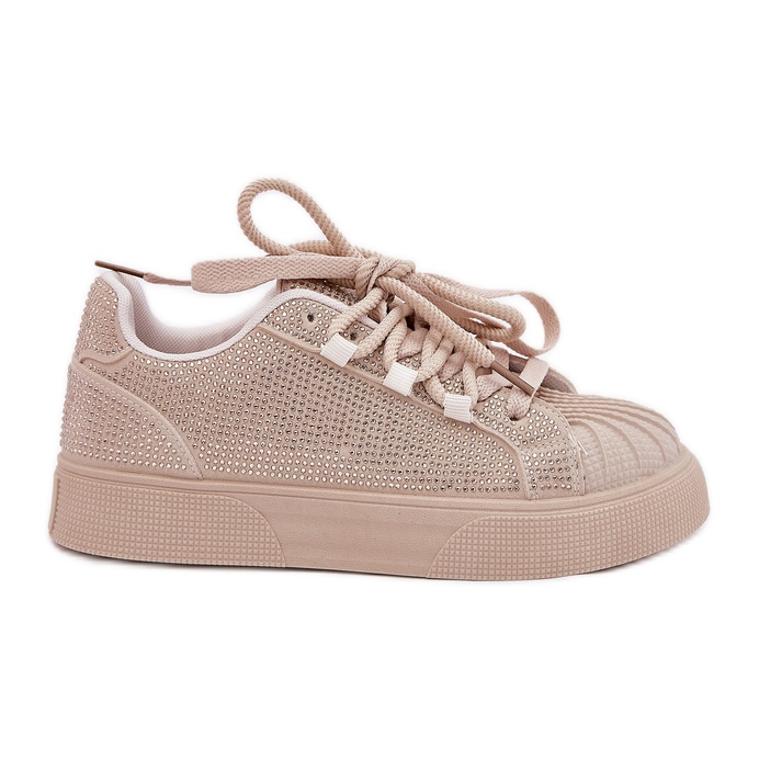 Ženske tenisice s ukrasom na platformi bež