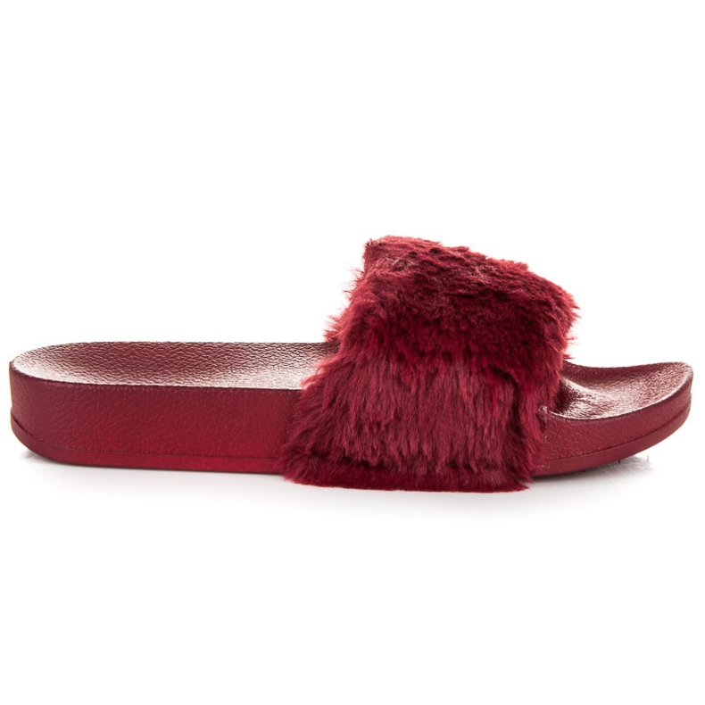 Via Giulia  Maroon papuče s krznom crvena