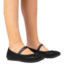 Crne ženske balerine s lukom na elastičnom bendu crna