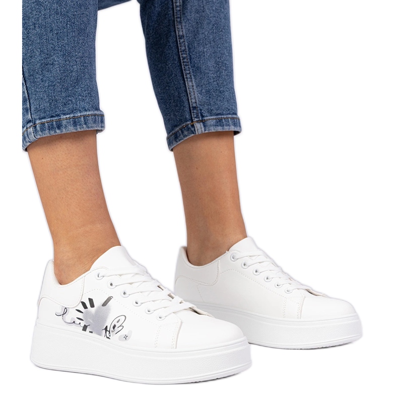 Bijele tenisice ženske sportske tenisice s tiskom bijela