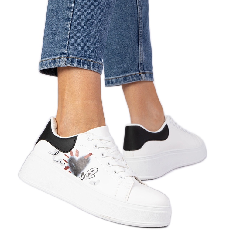 Bijele i bijele tenisice ženske sportske tenisice s tiskom bijela