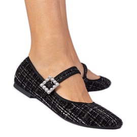 Crne ženske balerine s kopčom i kristalima crna