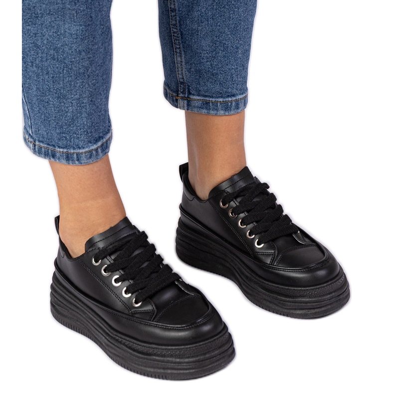 Crne ženske tenisice na visokom potplatu crno