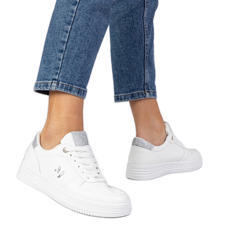 Ženske bijele tenisice sa srebrnim sjajem bijela