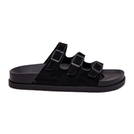 Ženske papuče s prugama i kopčama crne crna