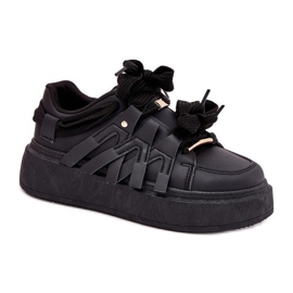 Eko kožne tenisice na crnoj platformi crna