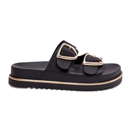 Ženski klip na platformi s zlatnim stezaljkama crnim crno