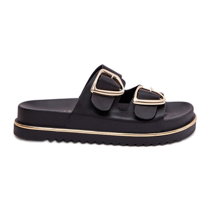 Ženski klip na platformi s zlatnim stezaljkama crnim crno