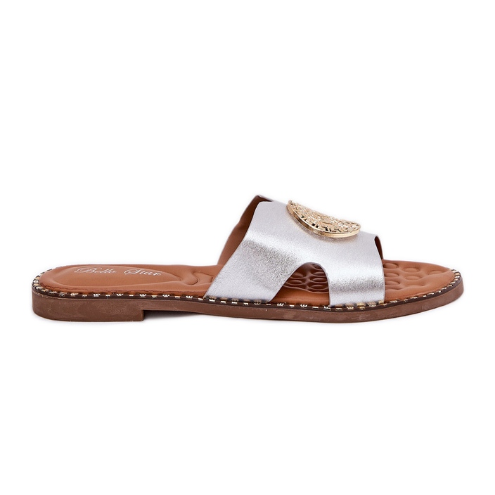 Ravne ženske flip jastuke s ukrasnim srebrnim detaljima siva