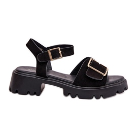 Eco sukne ženske sandale s crnom stezaljkom crna