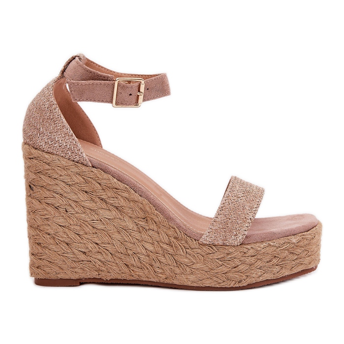 Ženske sandale za klin s Khaki pletenicom bež