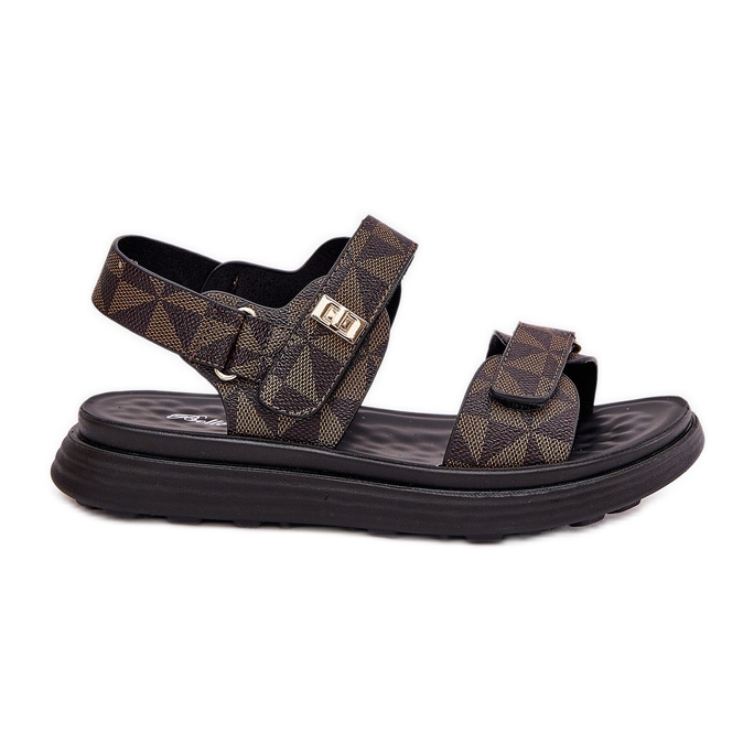 Ženske materijalne sandale na platformi crno i smeđe smeđa