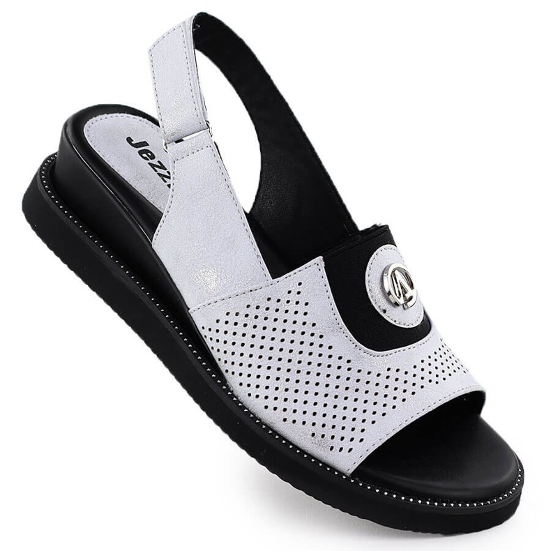 Jezzi Ženske sandale na platformi s gumenom srebrnom jezi rMR2267-2 srebro