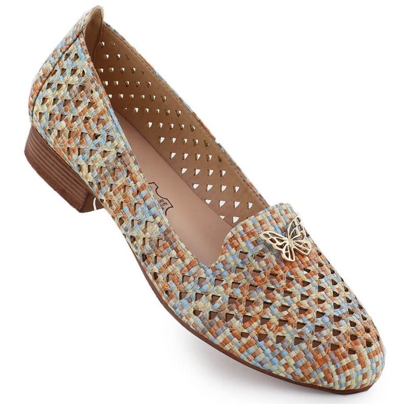 Ženske cipele s otvorenim za ženke s niskim potpeticama bež M. Daszyński SA222-3