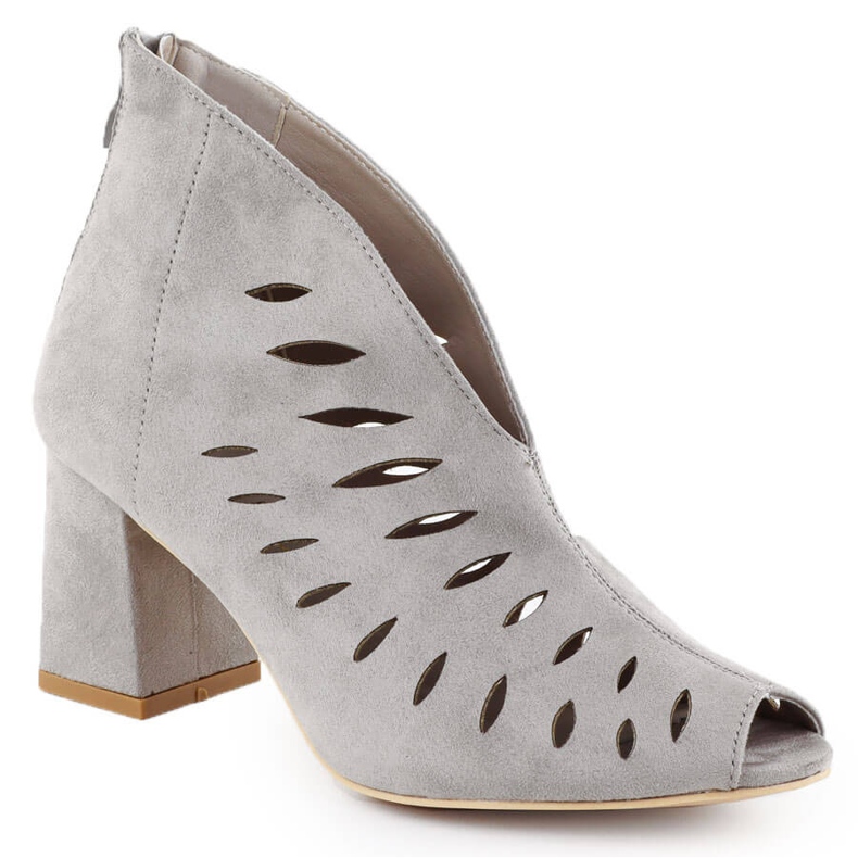 Ženski antilop otvoreni nožni prst Grey Potocki 20318 Otvorene čizme za žene siva