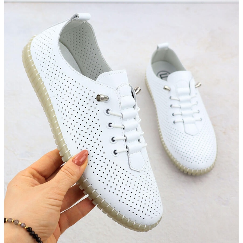 Kožne ženske otvorene cipele skliznule su bijeli Filippo DP6140 bijela