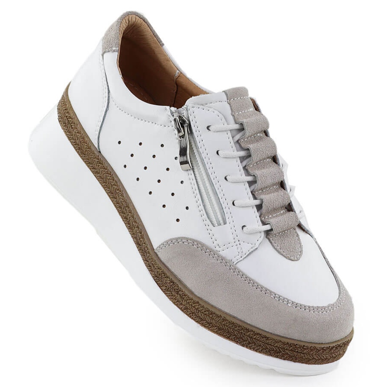 Ženske kožne cipele za bijele klinove T.Sokolski W25-202 bijela