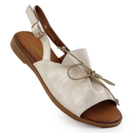 Cambell Ženske kožne sandale Camell SZ00657 zlatni