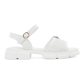 Goodin Bijele otvorene ženske sandale na platformi s ukrasom bijela