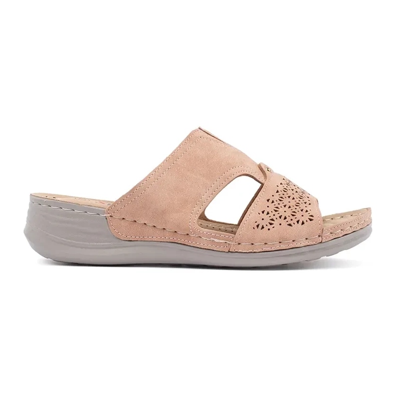 Papuče na prahu s niskim klinom ružičastom ružičasta