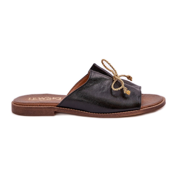 Kožna ravna elegantna jastuka s lukom lewski 3572 crna crno