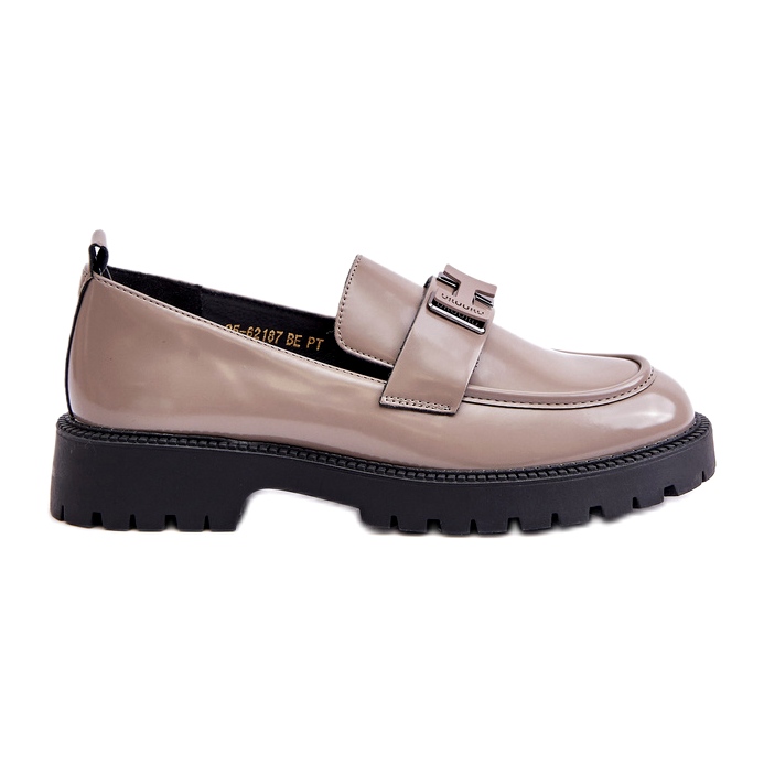 Vinceza laked ženske loafers 62187 bež-siva